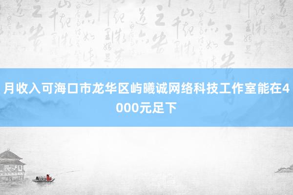 月收入可海口市龙华区屿曦诚网络科技工作室能在4000元足下